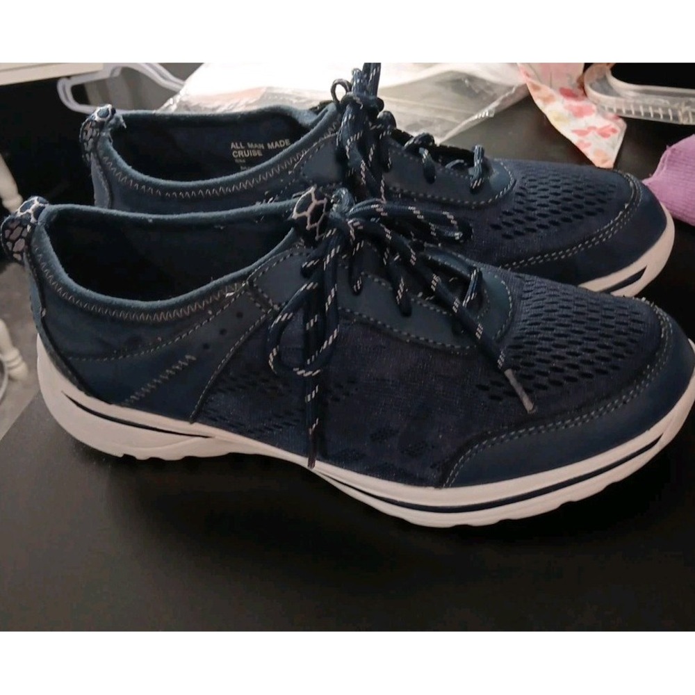 Earth Origins Size 8M Womens Sneakers Tennis Shoes Blue "Cruise" Freeform Tie